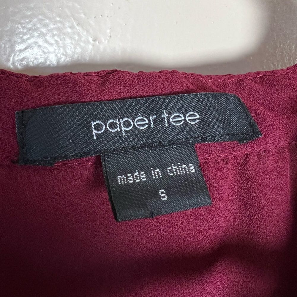 CLEAROUT! Burgundy Paper Tee 1/2 Zip Blouse Size S EUC - Picture 4 of 4